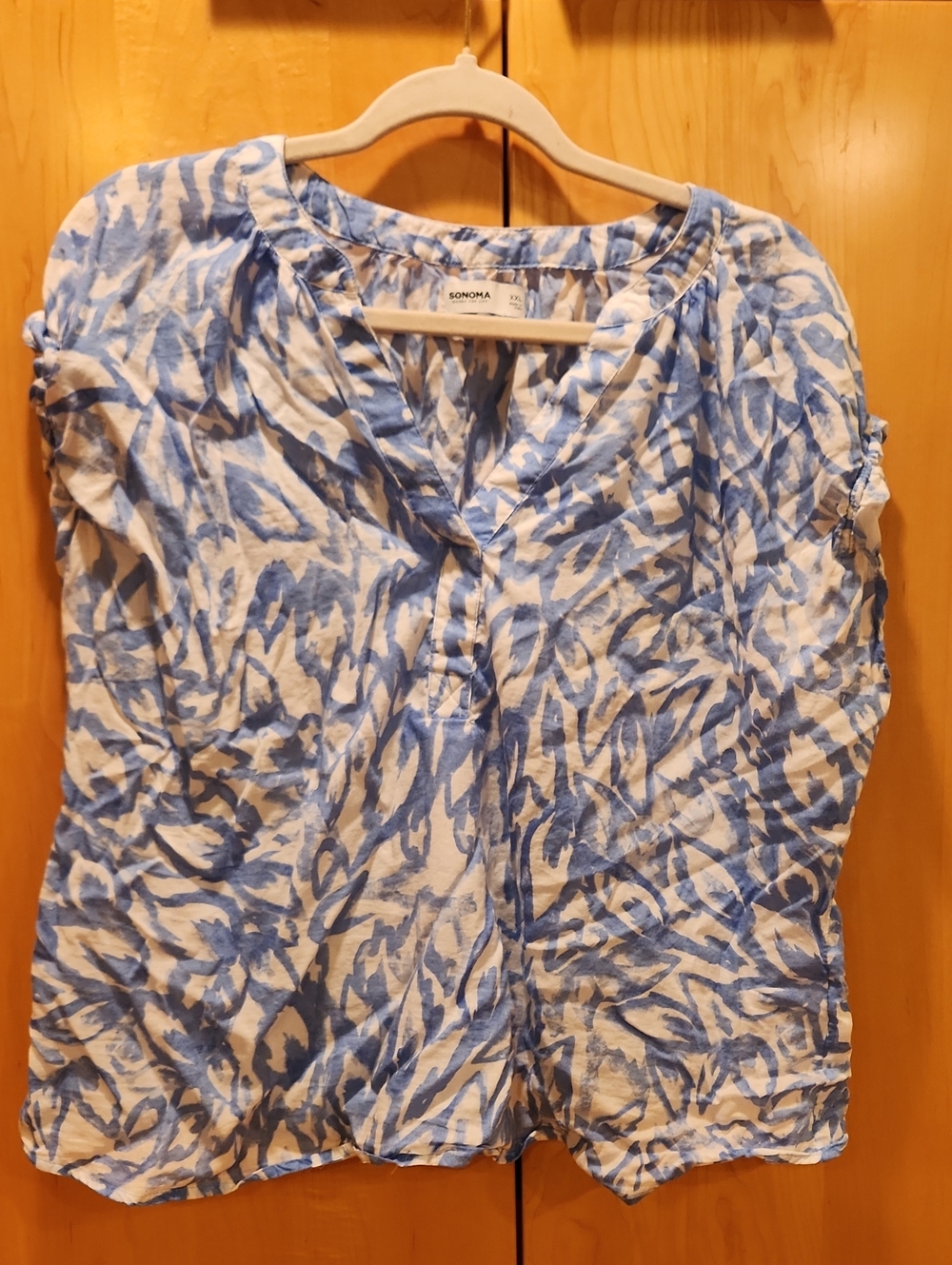 Sonoma Blue & White Abstract Print Women's Blouse